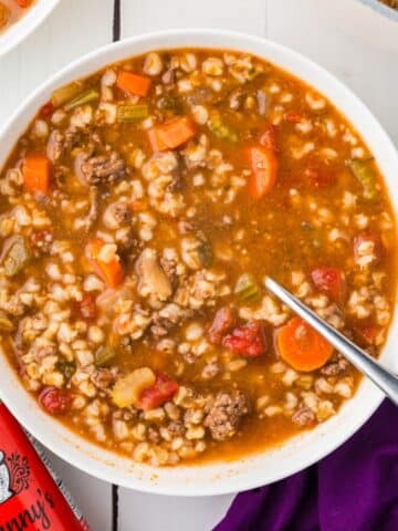 plate of Beef Barley Soup