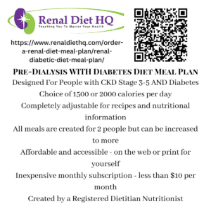 Pre dialysis and diabetes meal plan