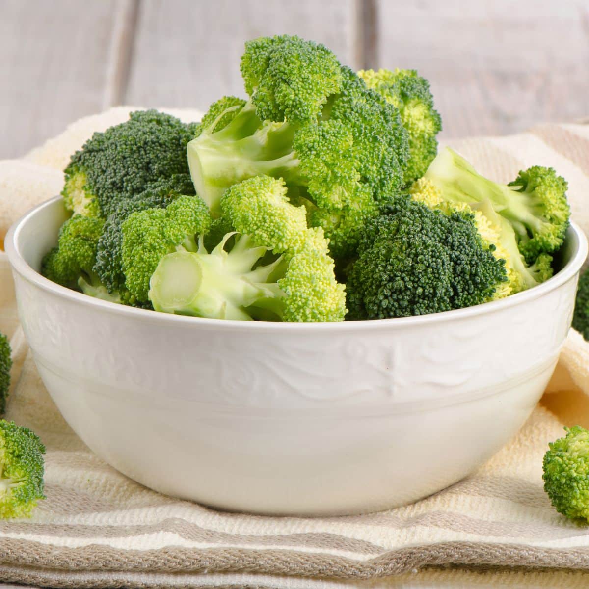 white bowl of broccoli.