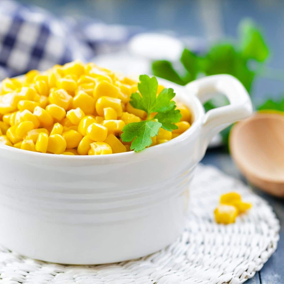 Sweet corn in white bowl