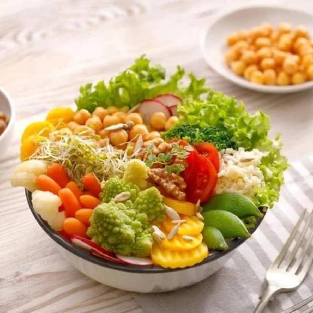 bowl of mix healthy fresh vegetables.