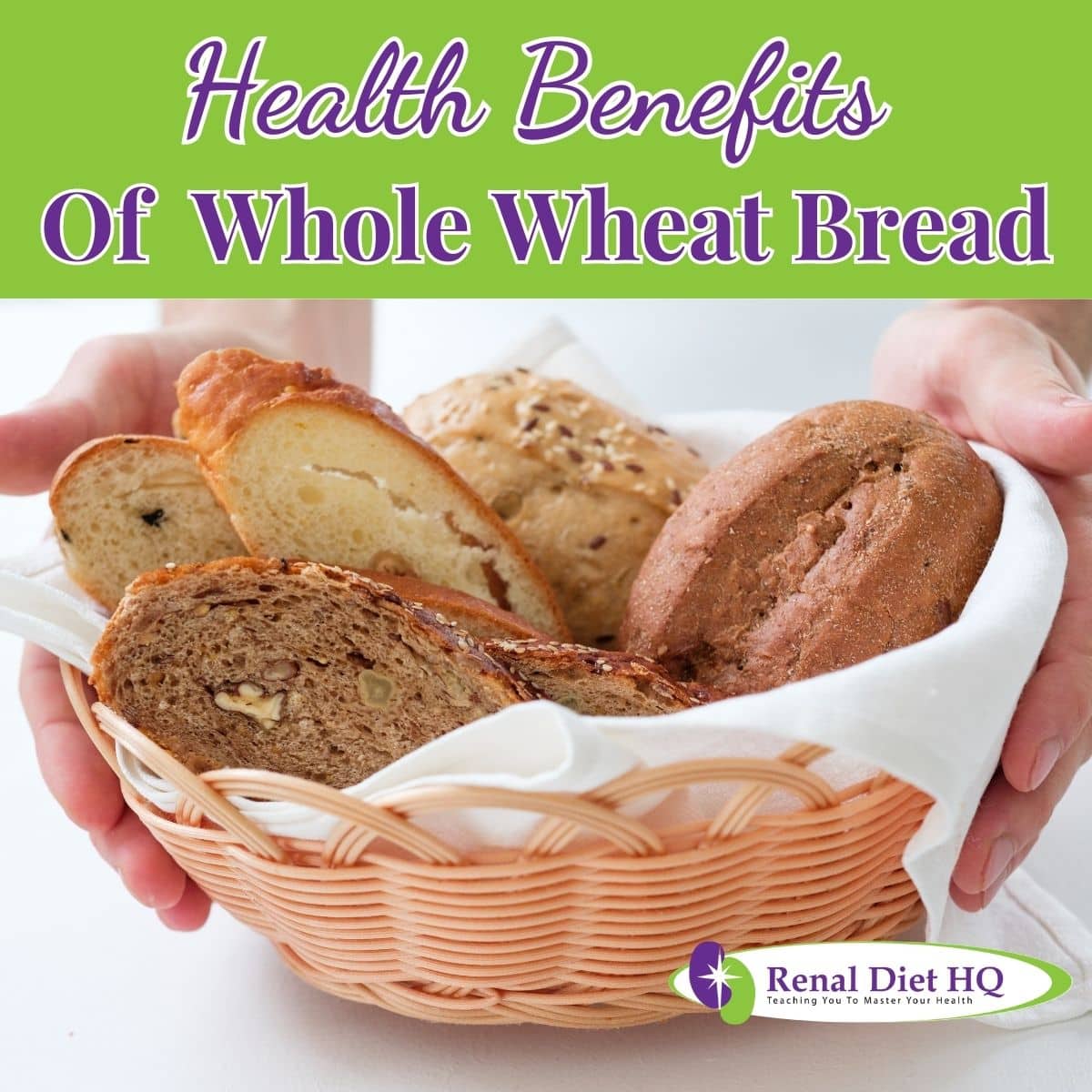 whole wheat bread in small basket