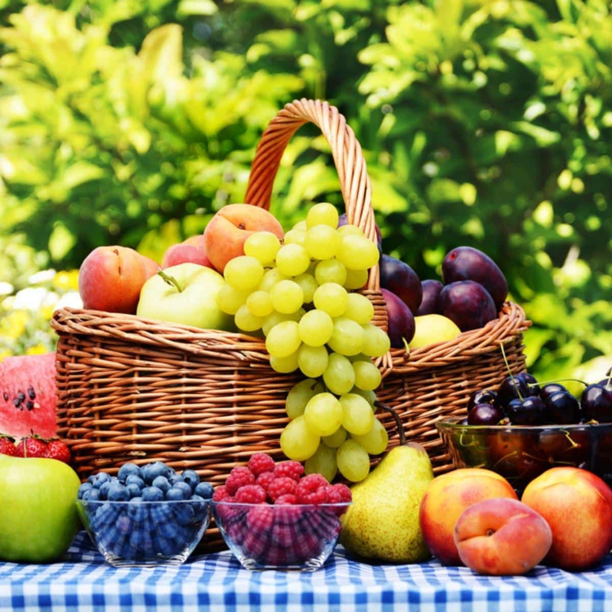 Basket of fresh organic fruits