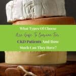 Various types of cheese on a rustic wooden table