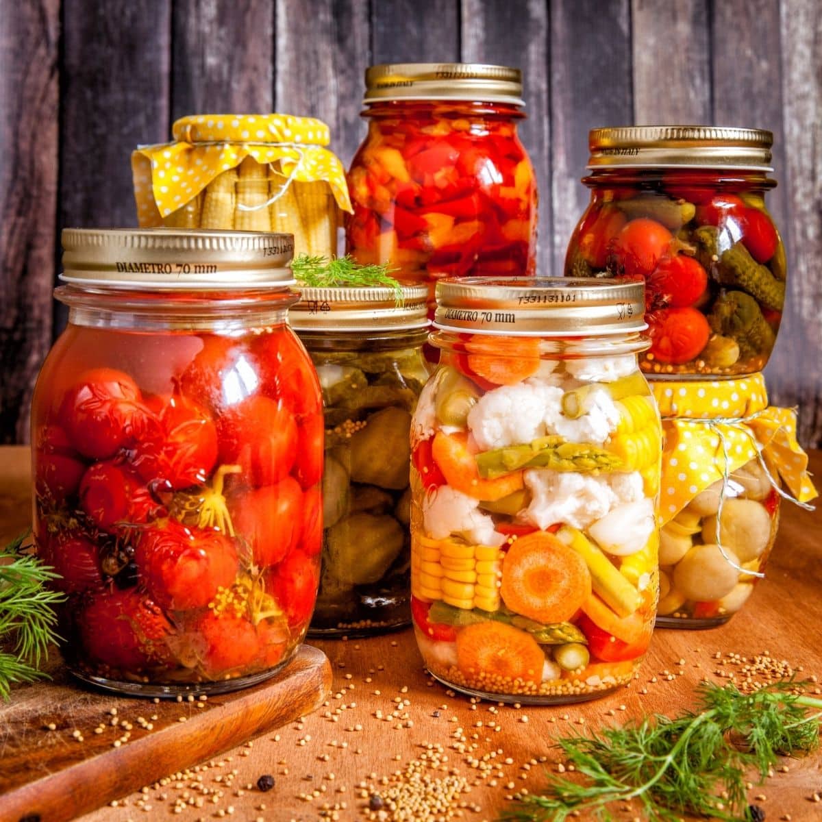 Jars with vegetables