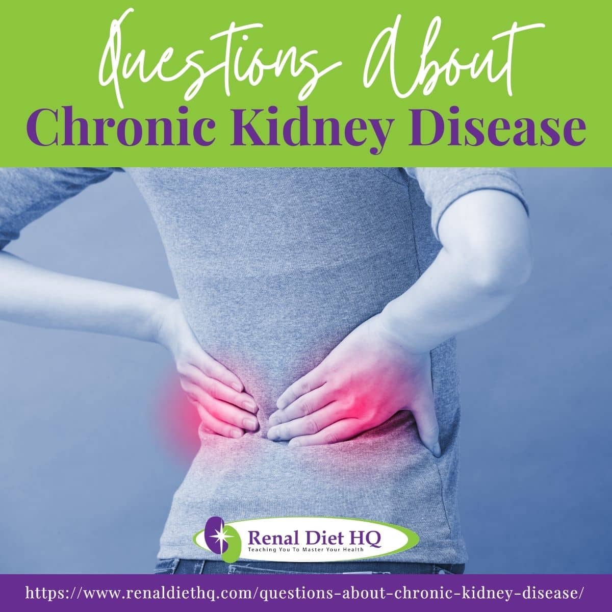 Woman with kidney disease suffering from back pain