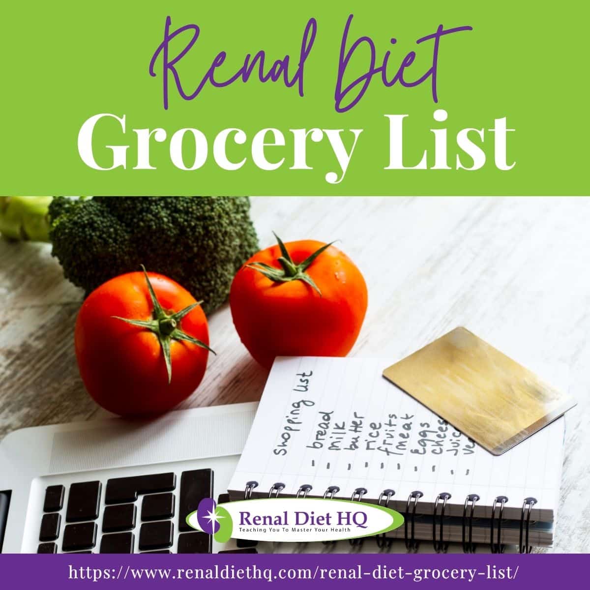 Grocery list with two pieces of tomatoes and broccoli