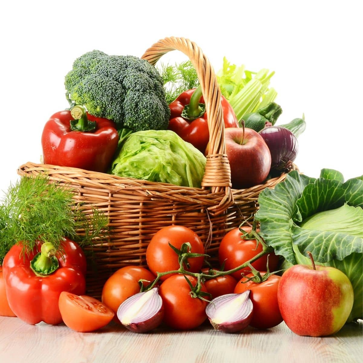 Vegetables in wicker basket