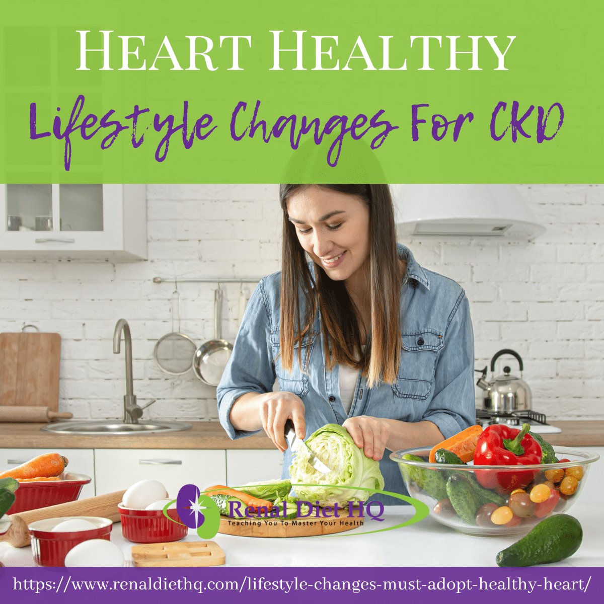 A young beautiful woman is preparing a salad of various vegetables in the kitchen.