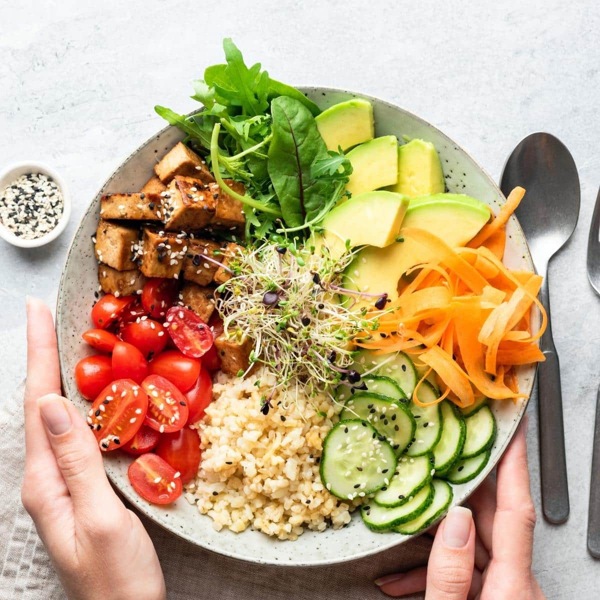 Buddha bowl salad, balanced meal