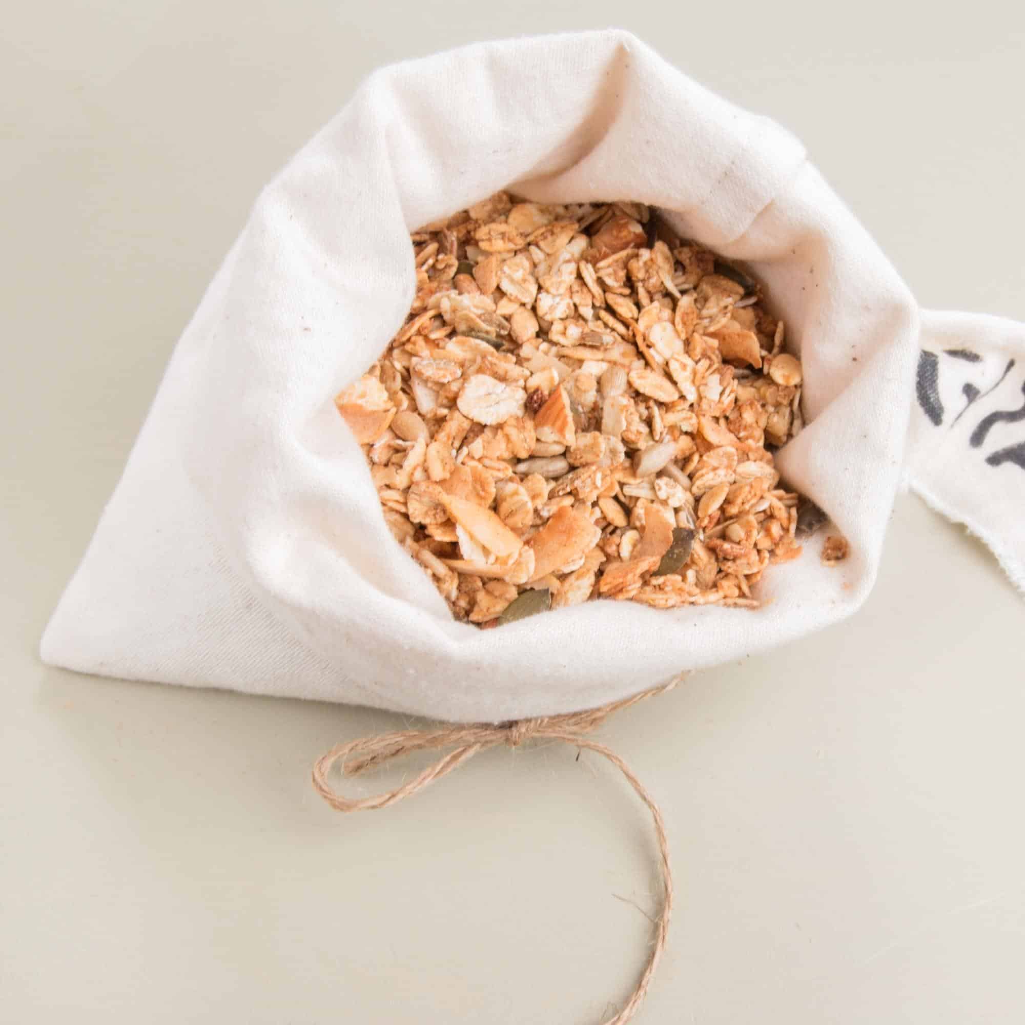 Cereal in a fabric bag