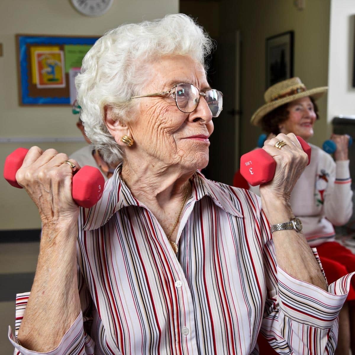 Senior citizens doing exercise