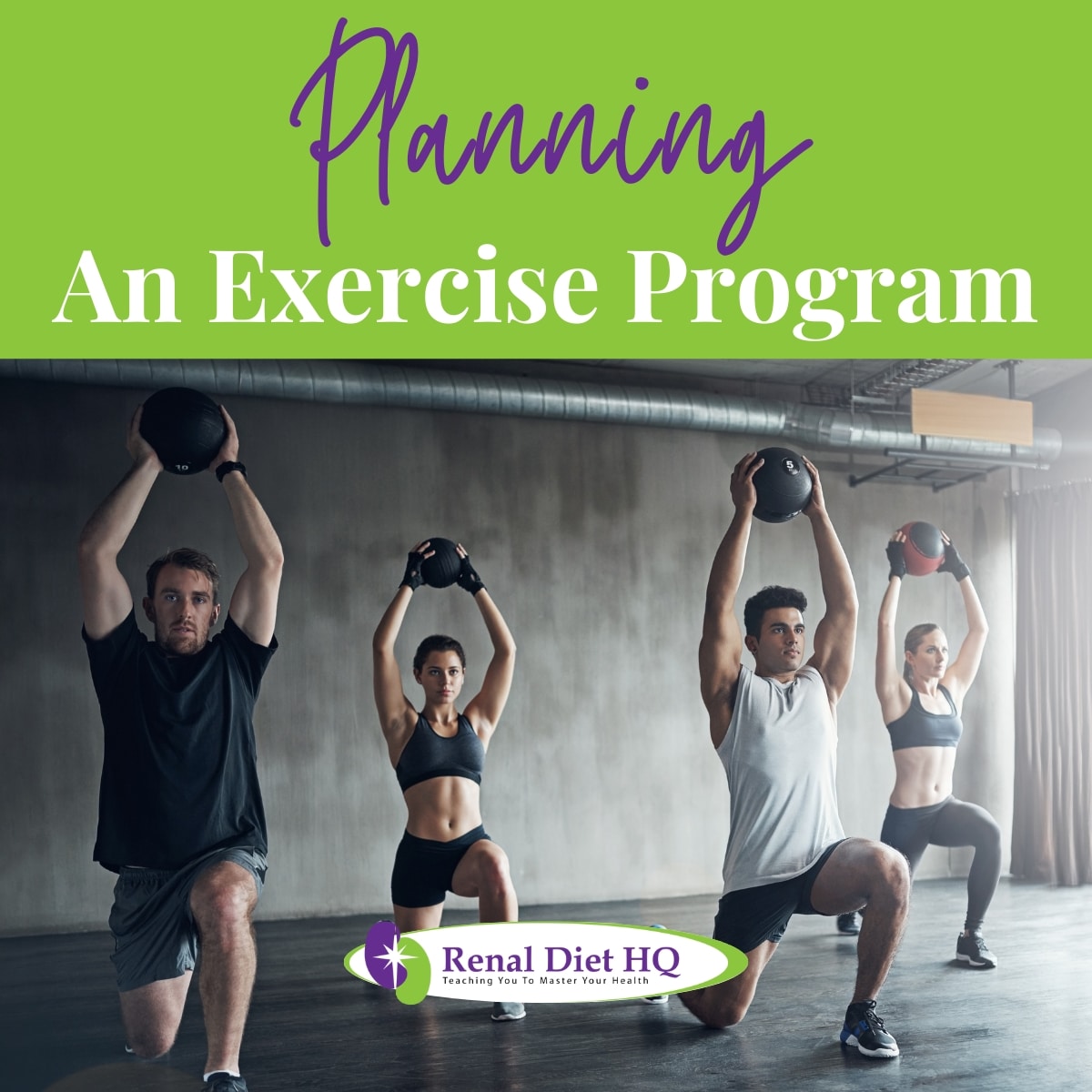 A fitness group having a workout session at the gym