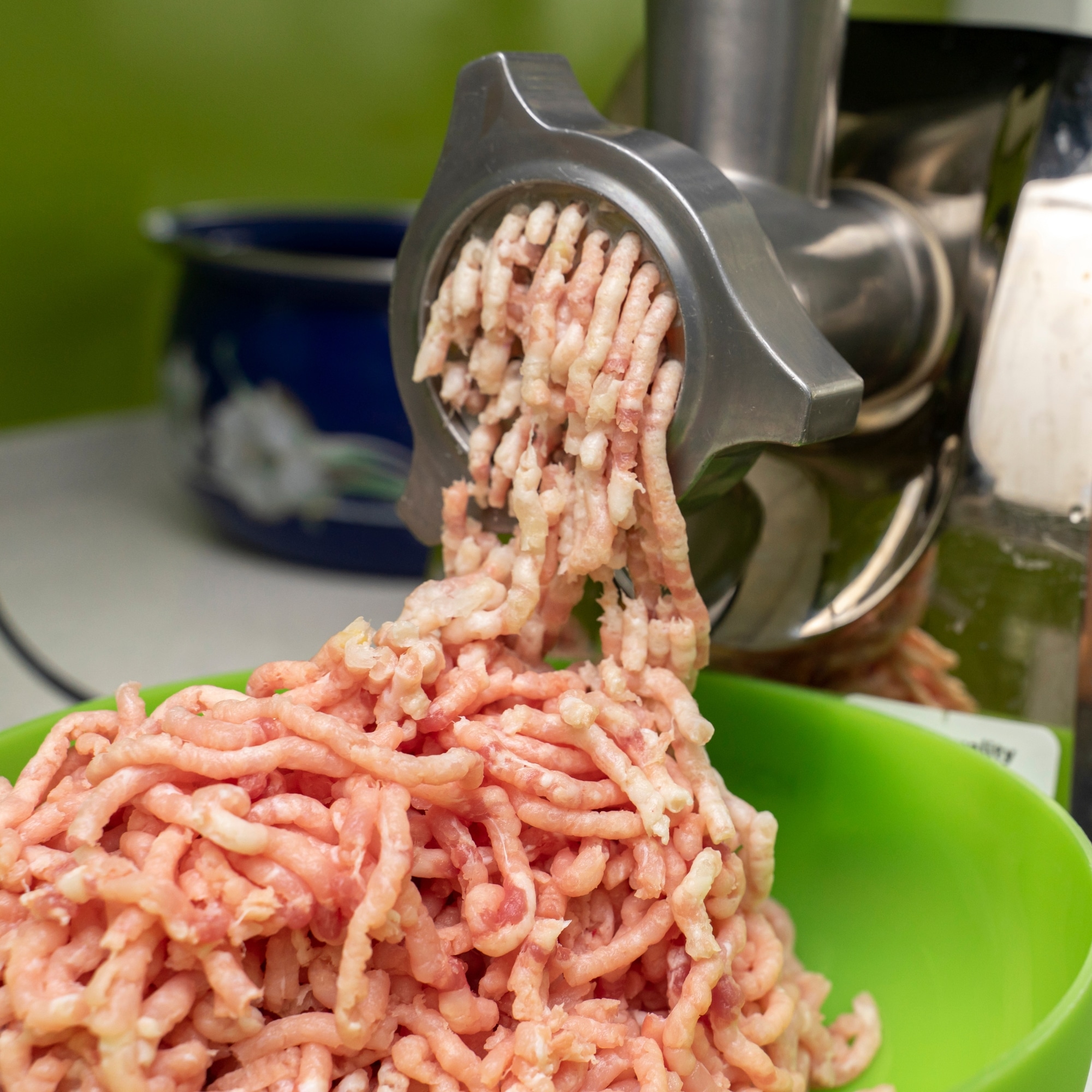 Processing minced meat.