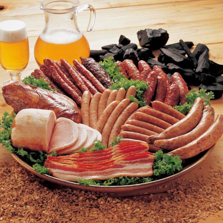 Processed meat on a plate.
