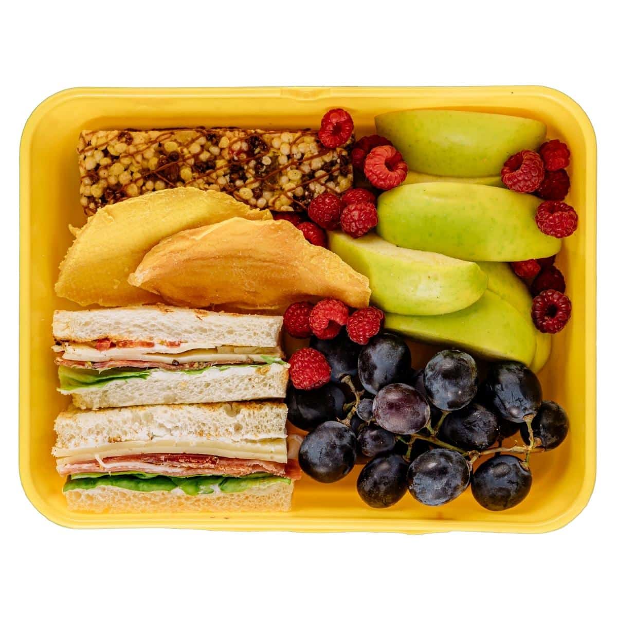 Lunch Box with Fruit and Sandwiches