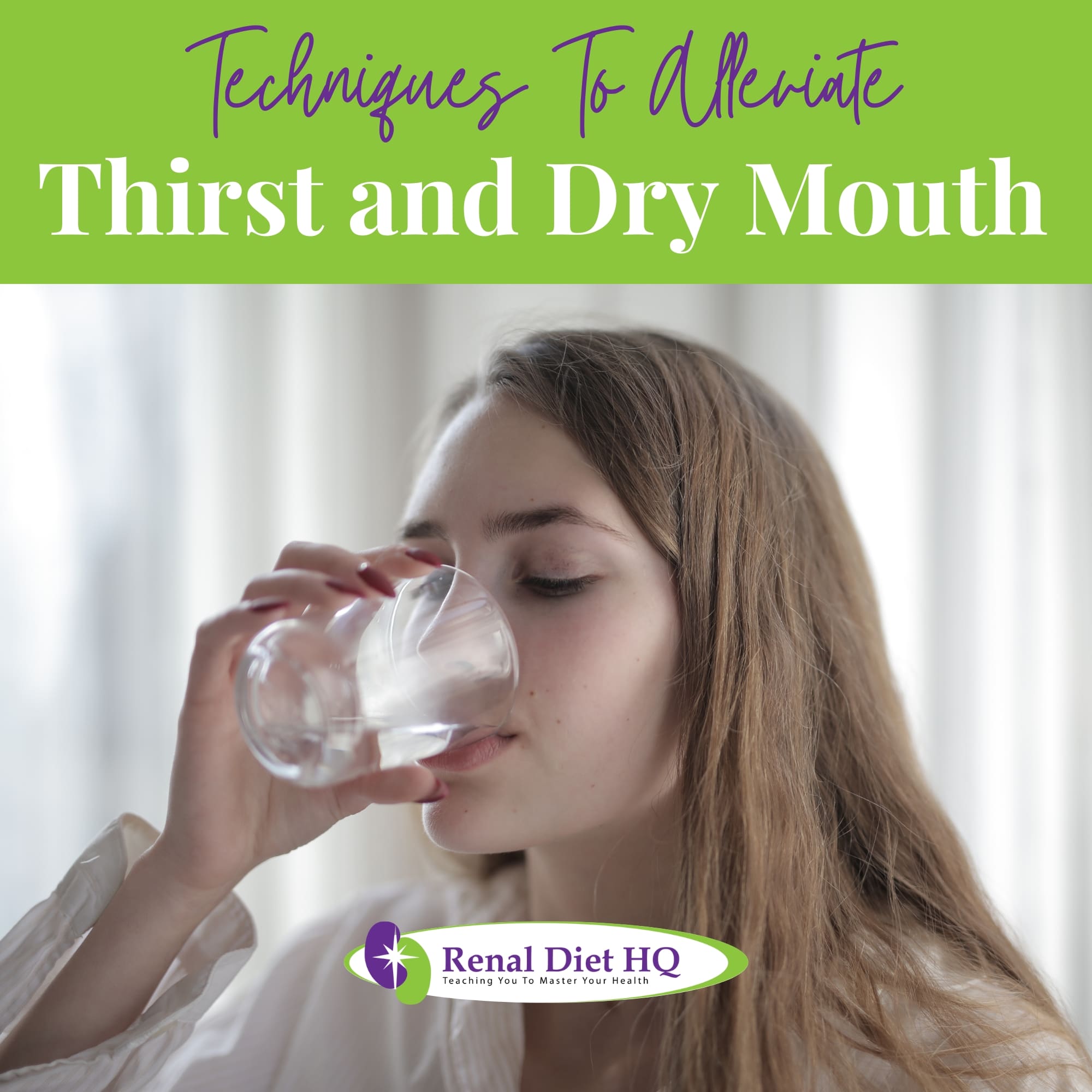 a woman drinking from a glass of water
