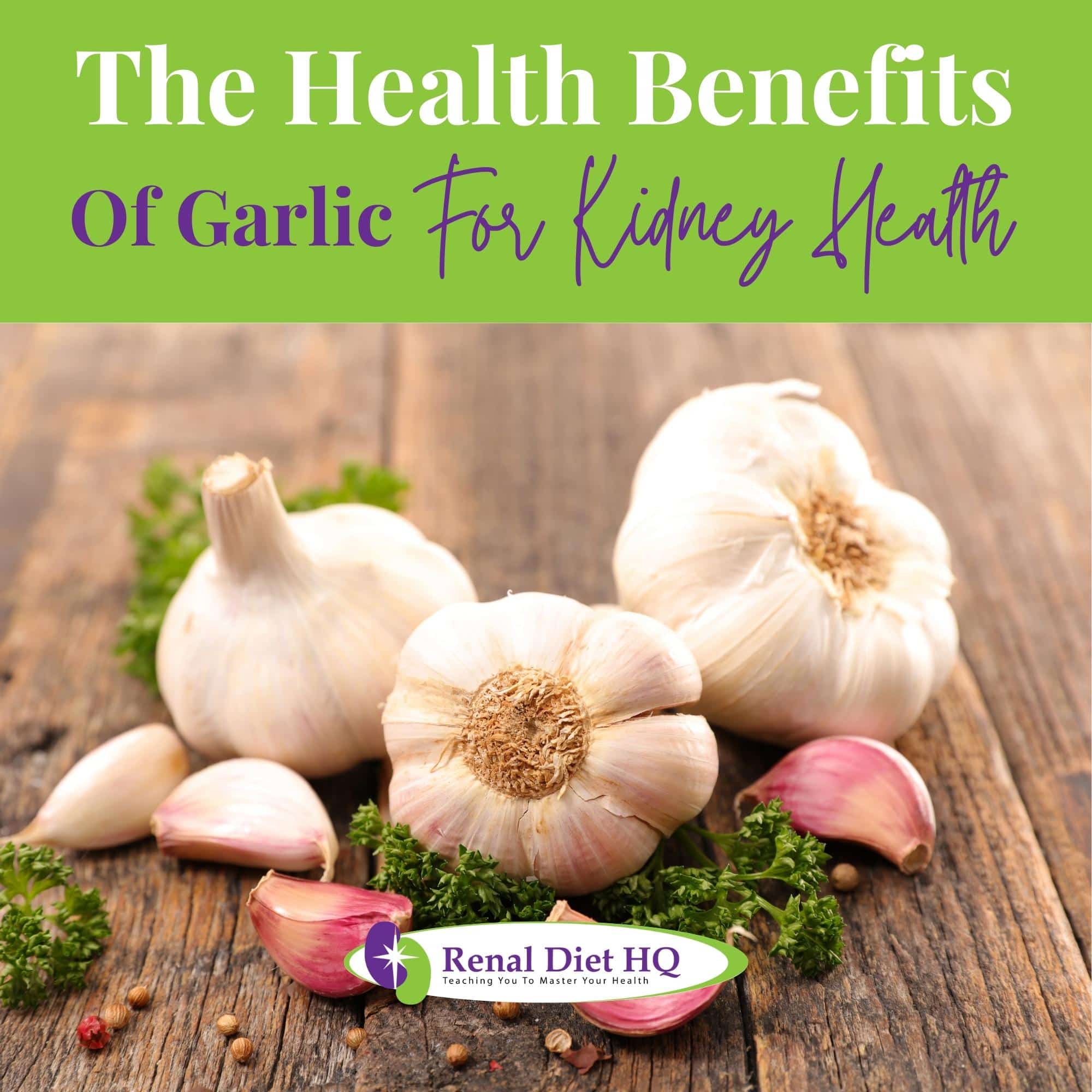 garlic and parsley on a wooden table