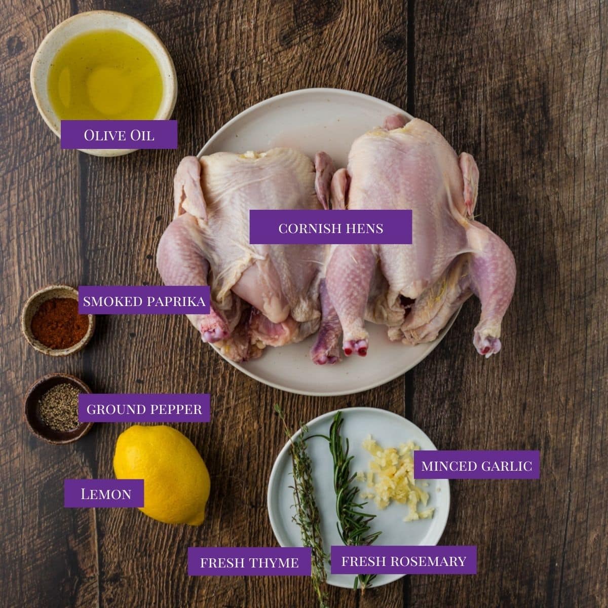 Close Up Of Roasted Cornish Hens ingredients