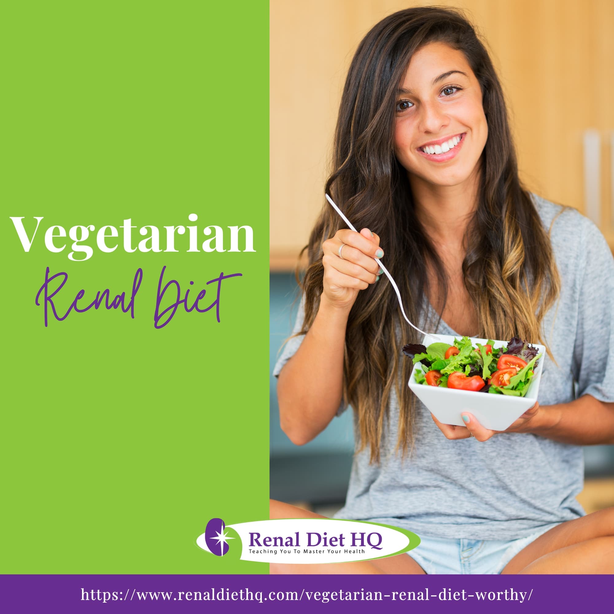 a person sitting on a kitchen counter holding a bowl of salad