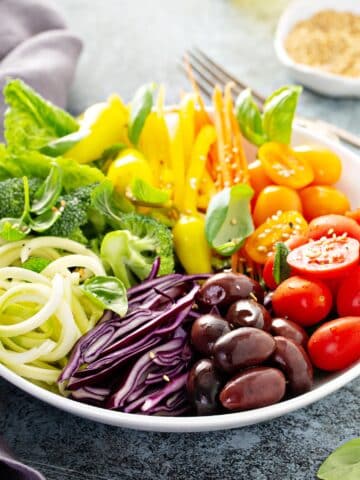 Assorted vegetables rainbow salad