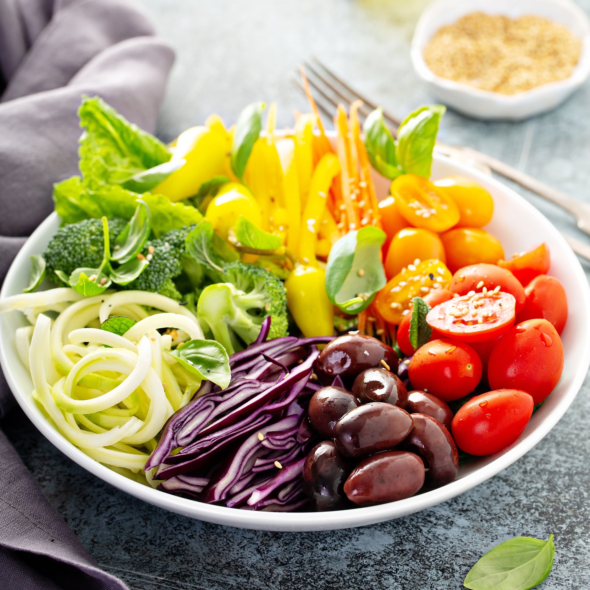 Assorted vegetables rainbow salad