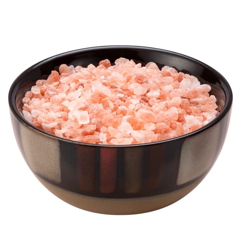 Rock salt in a black bowl