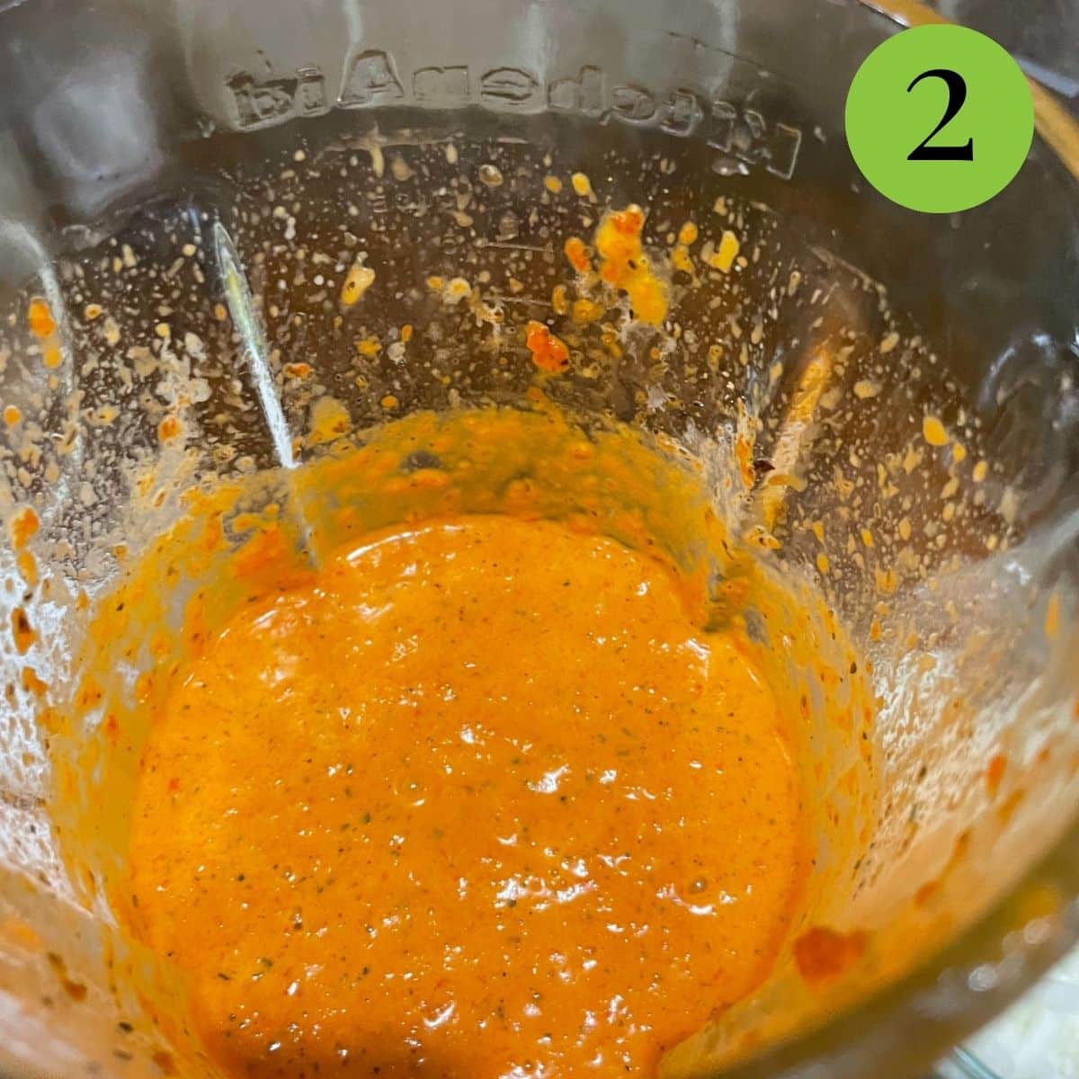step 2 of Roasted Red Pepper Sauce.