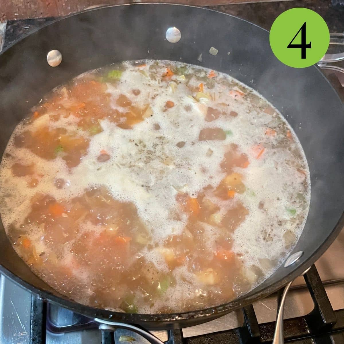 step 4 of close up of Low Sodium Chicken Noodle Soup Recipe