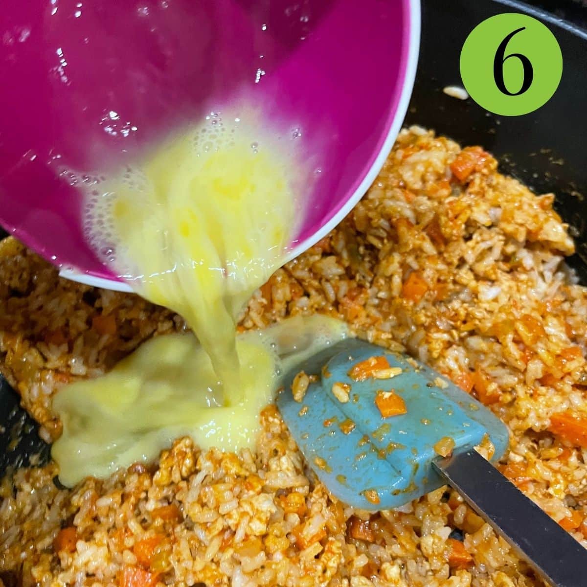 step 6 add rice and egg and combine well turkey cabbage rolls.
