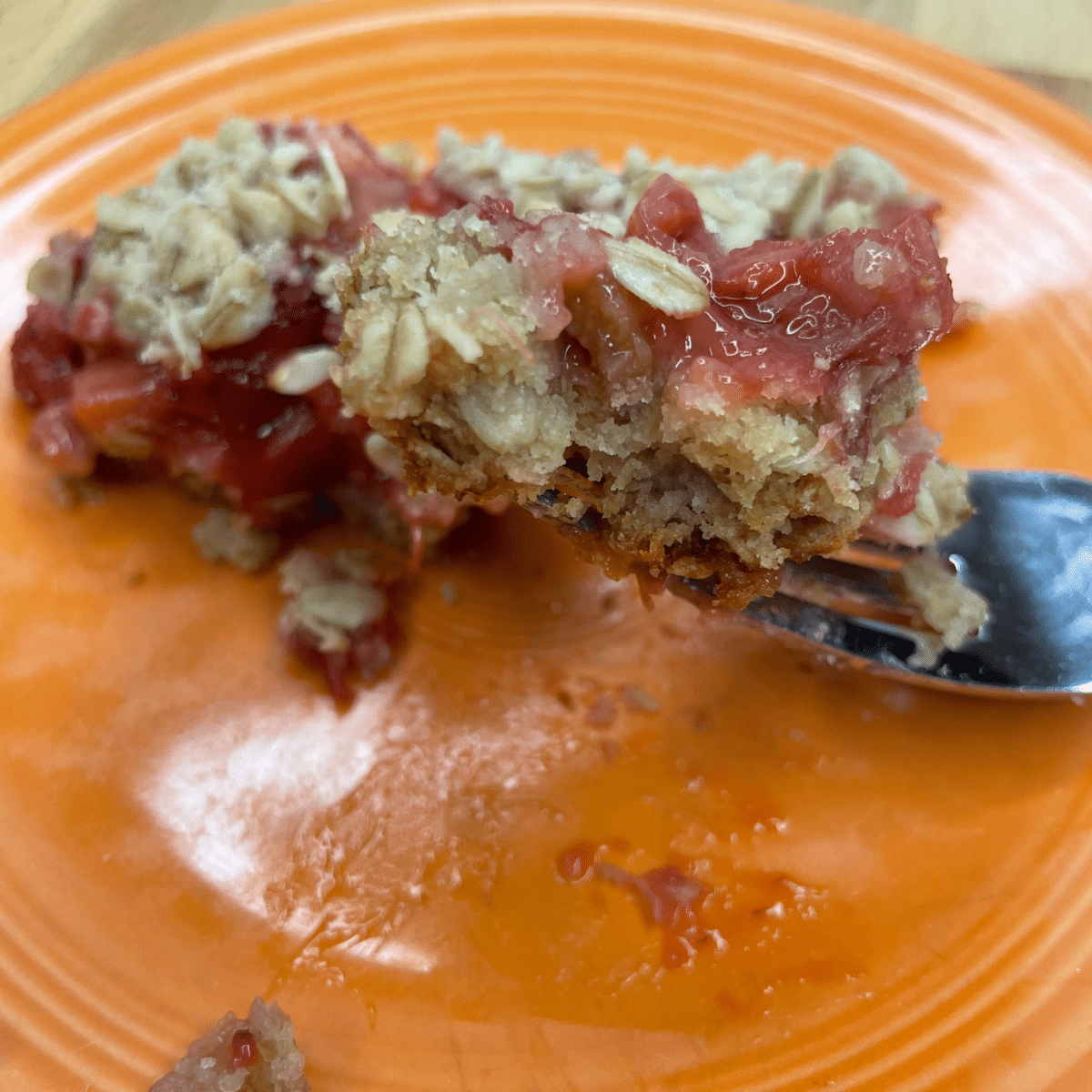 Close up of Strawberry Rhubarb Bars