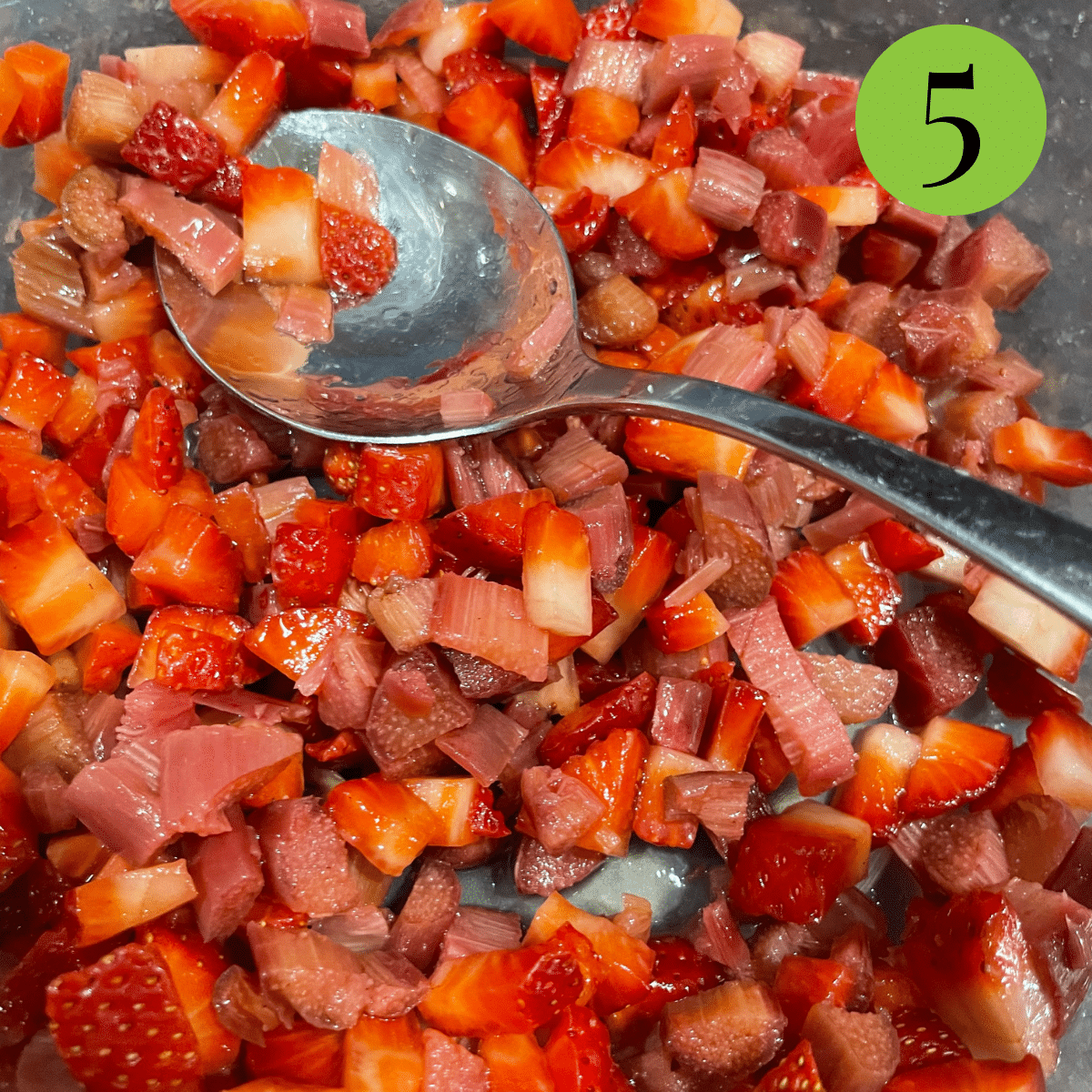 Step 5 of Strawberry Rhubarb Bars.