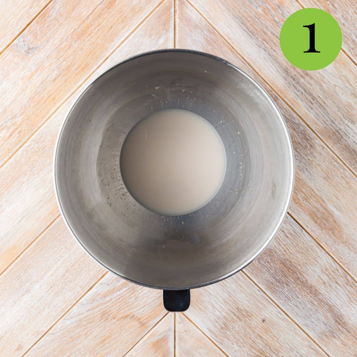 almond milk and yeast in bowl