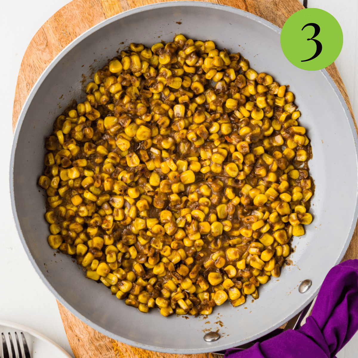 Skillet corn sitting in a pan ready to be served for Father's Day. 