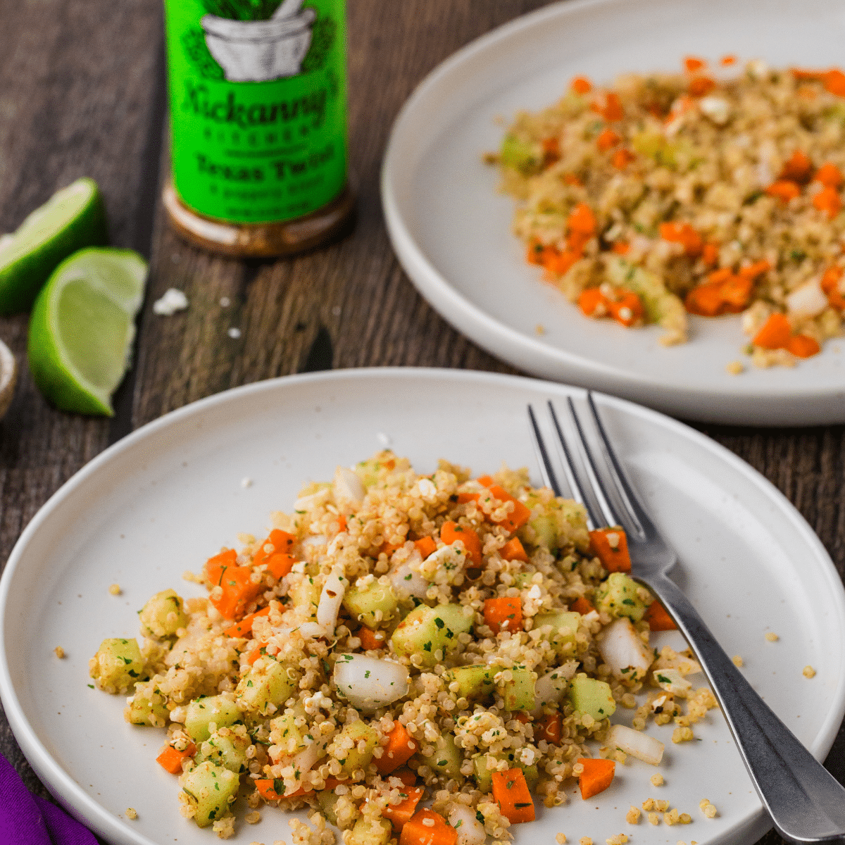 perfectly done Quinoa salad on a white plate