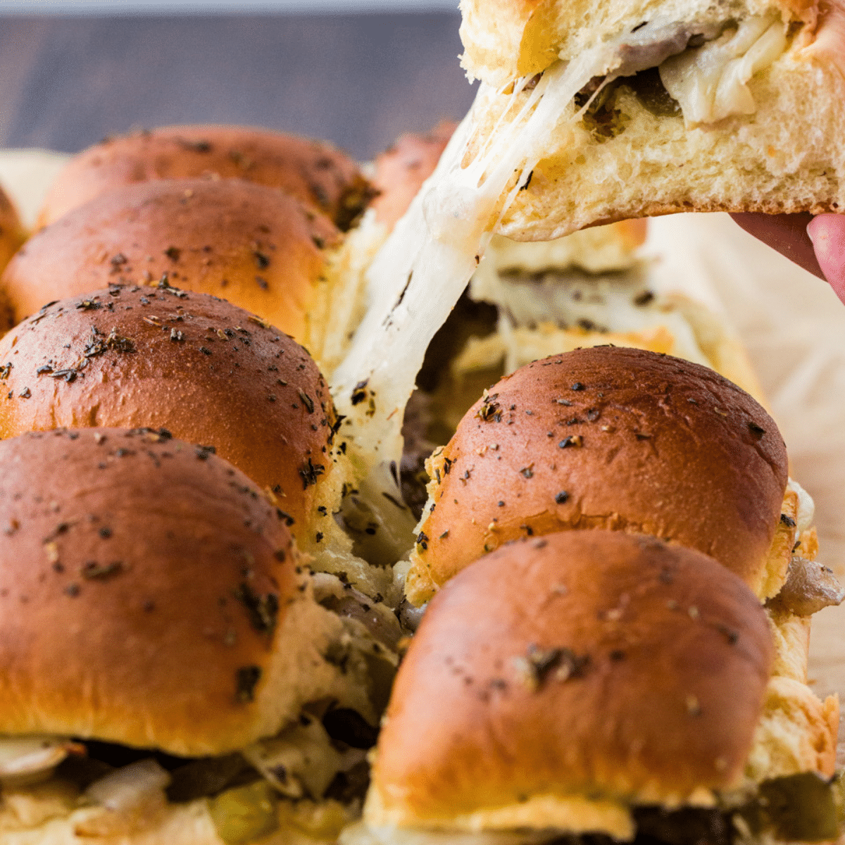 close up of Steak Sliders.