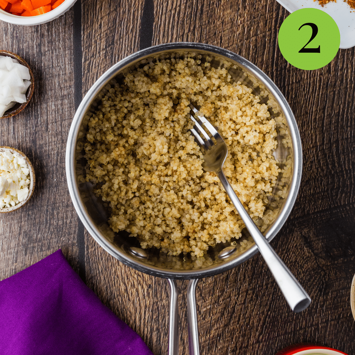 step 2 of Mediterranean Quinoa Salad