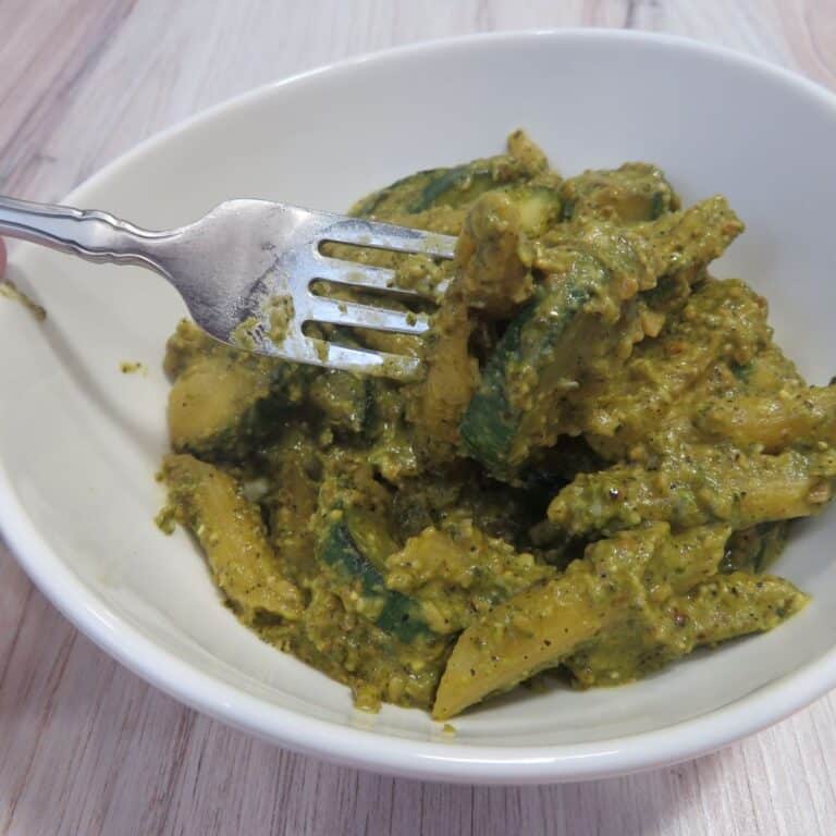 Close Up Of Zucchini Pesto Pasta