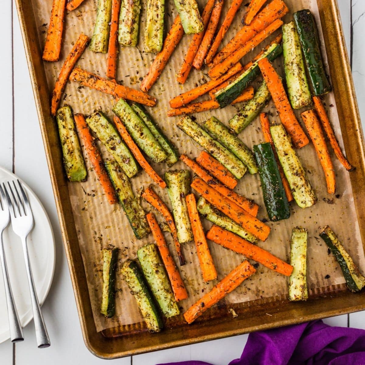 close up of  Roasted Zucchini and Carrots.