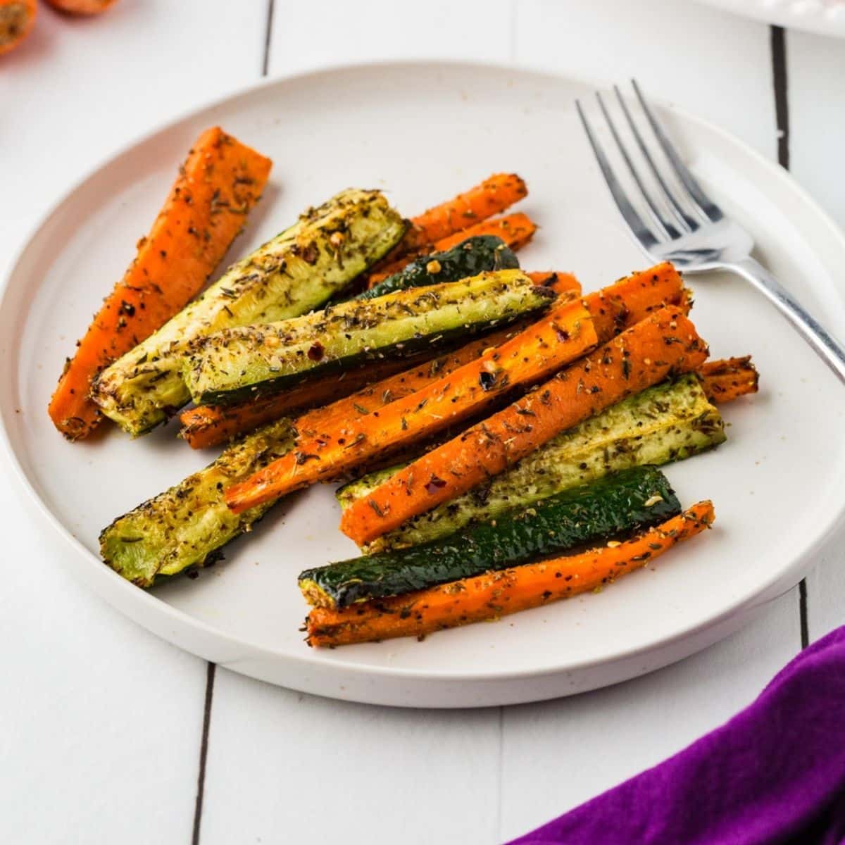 perfectly done Roasted Zucchini and Carrots.