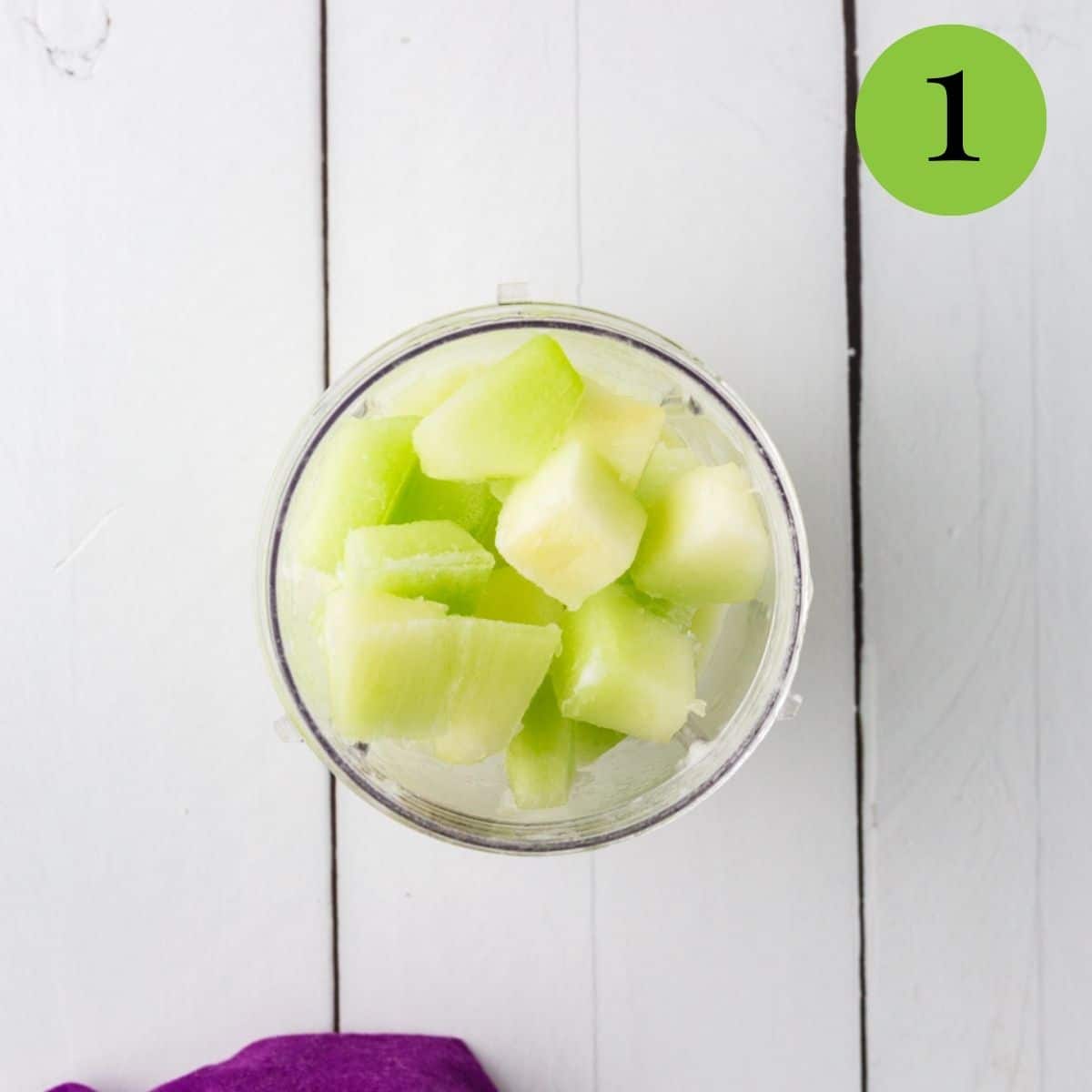 step 1 of Honeydew Sorbet