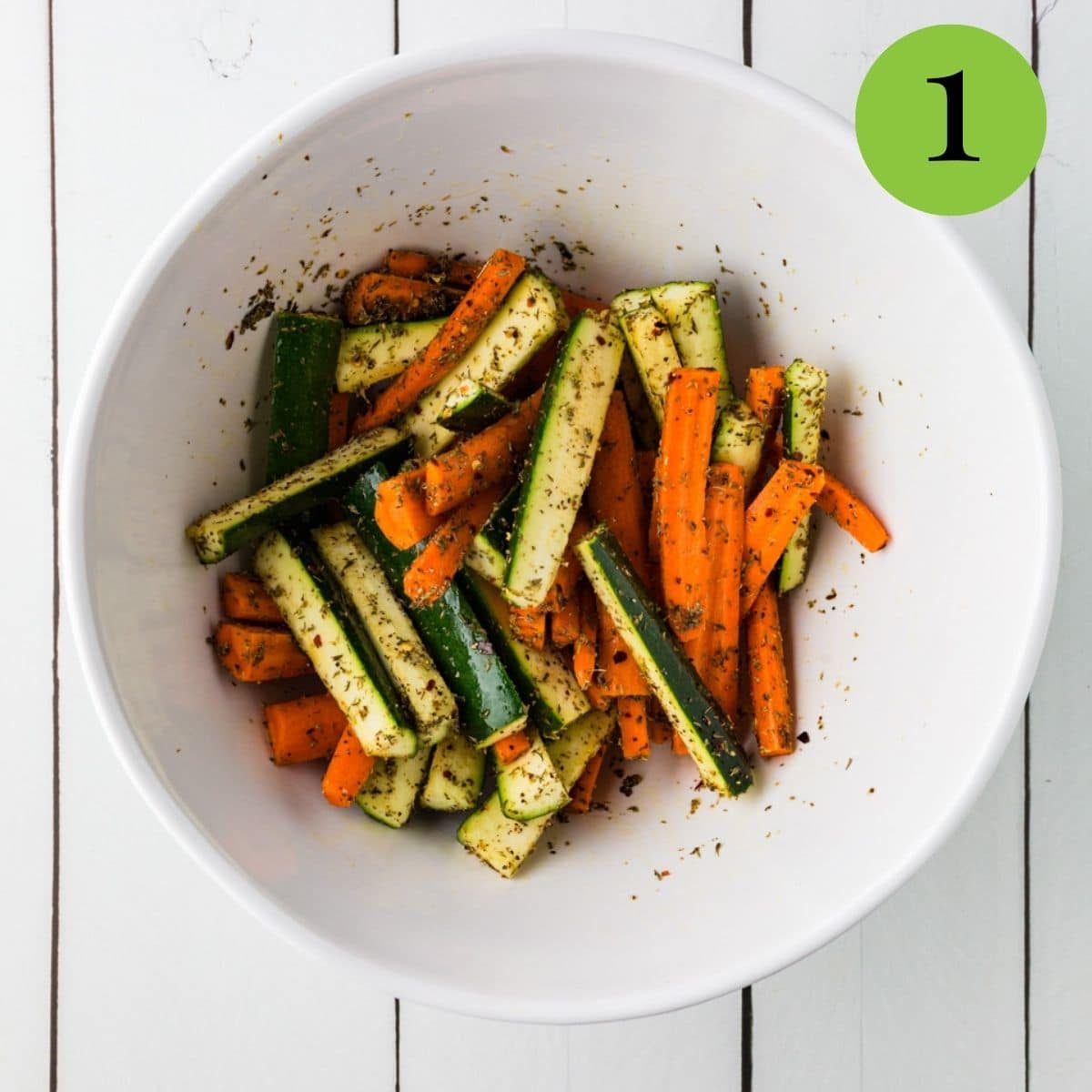 step 1 Roasted Zucchini and Carrots.
