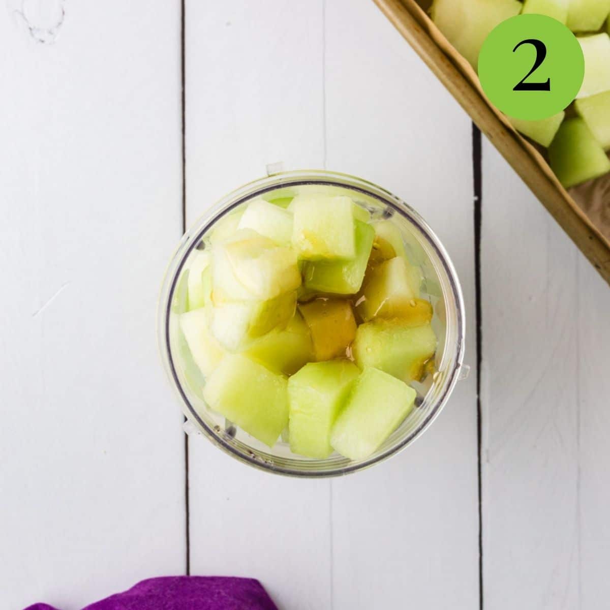 step 2 of Honeydew Sorbet