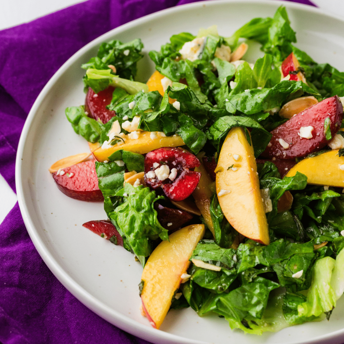 close up of Stone Fruit Salad.