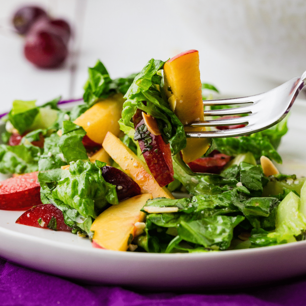 close up of Stone Fruit Salad.
