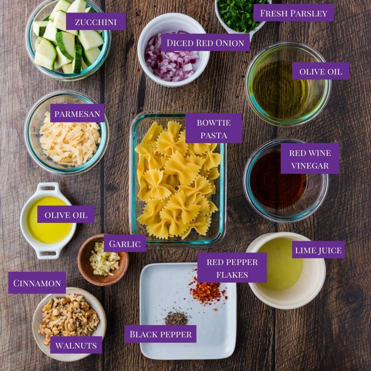 Zucchini Pasta Salad Ingredients
