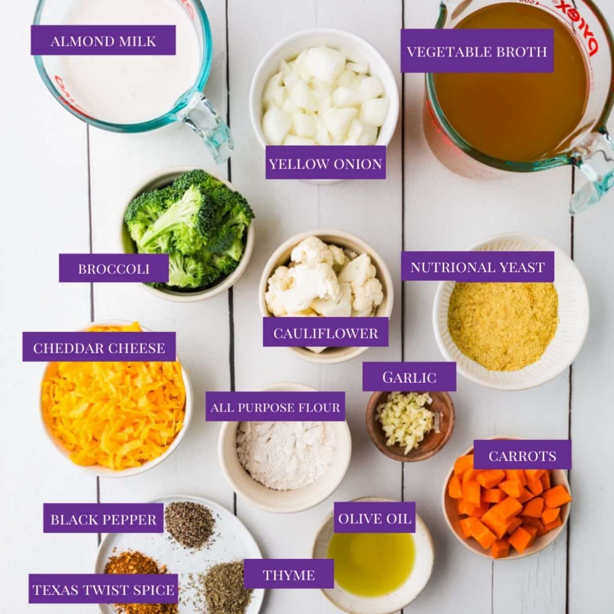 Broccoli Cauliflower Soup Ingredients