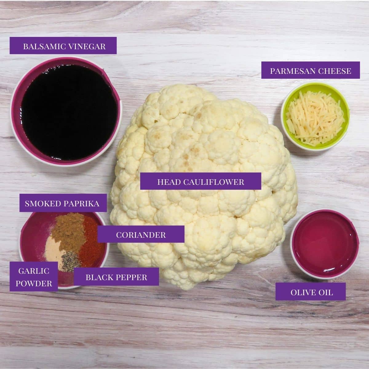 Close Up Of Roasted Cauliflower Steaks ingredients