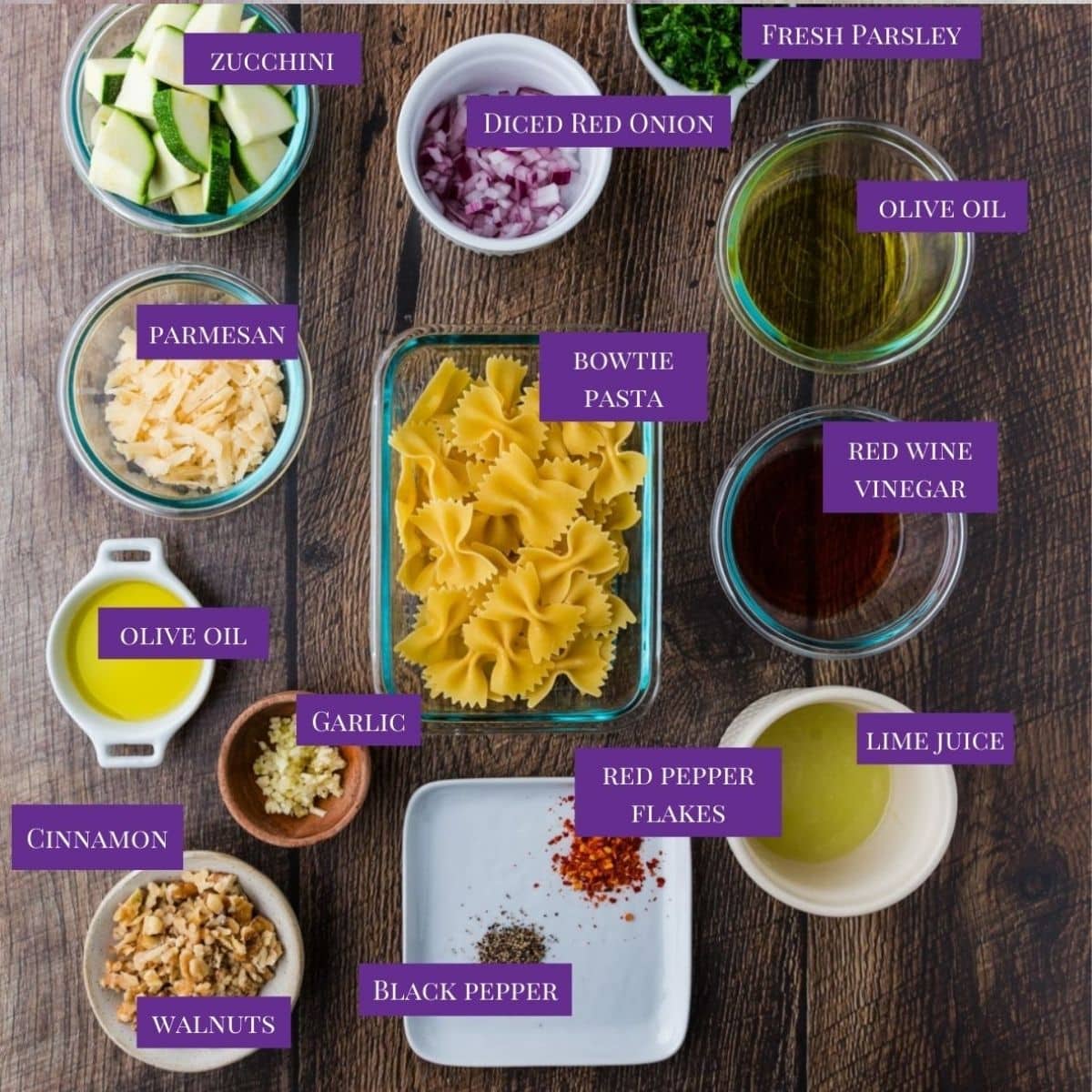 Close Up Of Zucchini Pasta ingredients