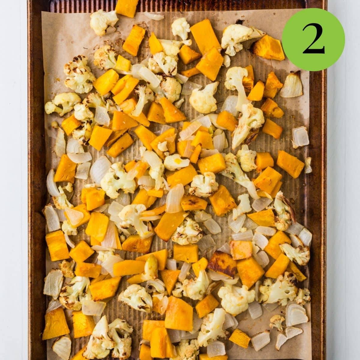 Step 2 Roasted Pumpkin and Cauliflower